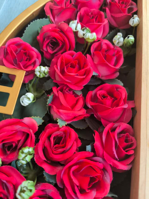 Luxury Floral Wall Clock – Handmade Wooden Clock with Red Roses