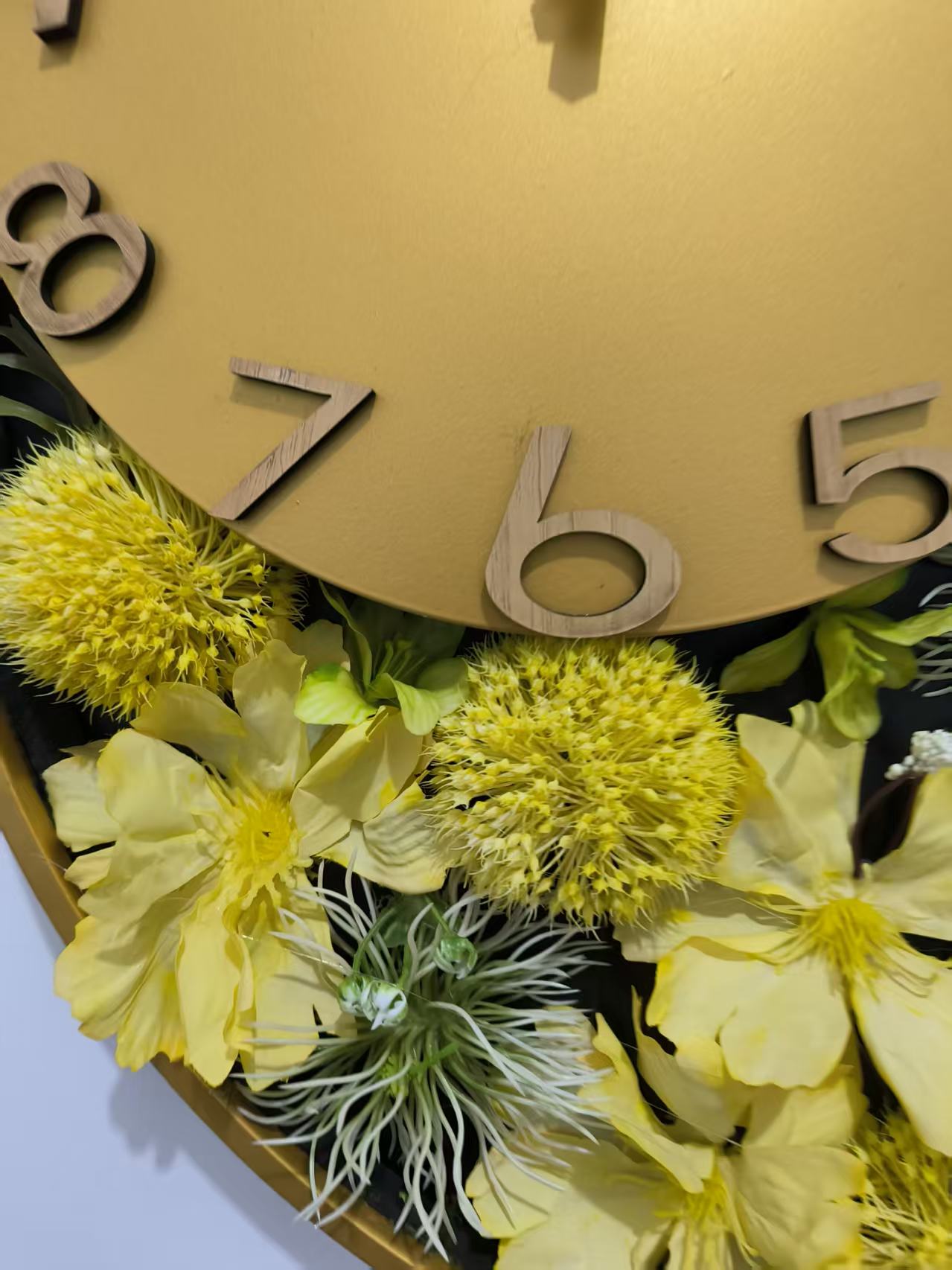 Luxury Botanical Floral Wall Clock – Handmade Marigold & Cosmos Art Decor Clock